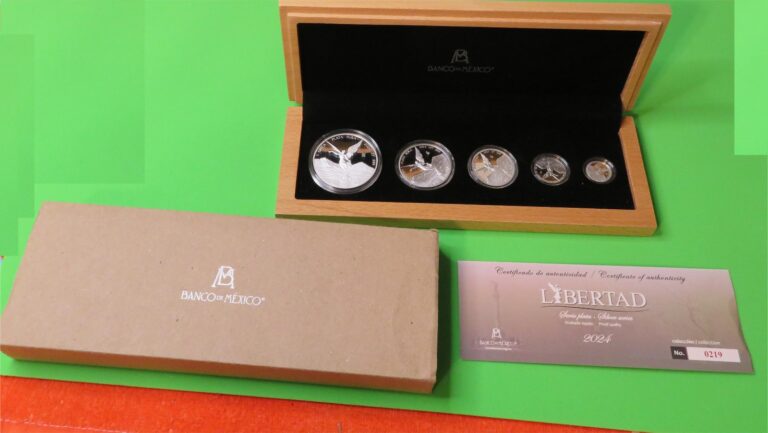 Read more about the article 2024 Mexico Libertad 5 Coin .999 Silver Proof Set with Case and COA
