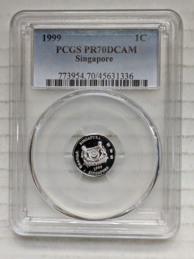 Read more about the article 1999 Singapore 1 Cent 92.5% Silver Proof PCGS PR70DCAM 1c KM#98a Top Pop