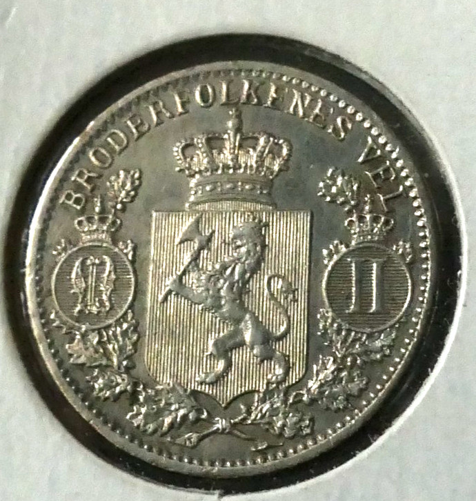 Read more about the article Beautiful 1900 Norway 25 Ore Silver Coin Excellent Detail Better Date