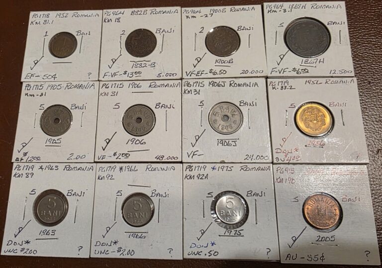Read more about the article LOT OF 12 ROMANIA COINS 1867-2005