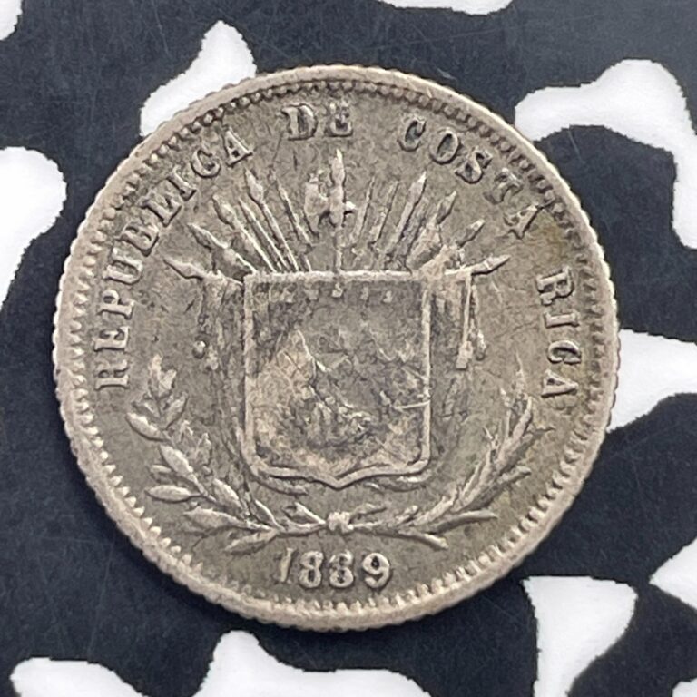 Read more about the article 1889 Costa Rica 5 Centavos Lot#C1994 Silver! Nice!