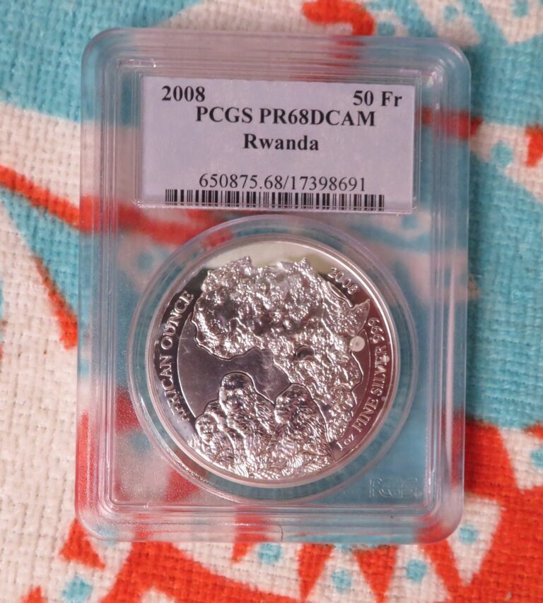 Read more about the article 2008 Rwanda Gorilla 1 oz .999 Silver Wildlife 1st Year PCGS PR68DCAM TOP POP