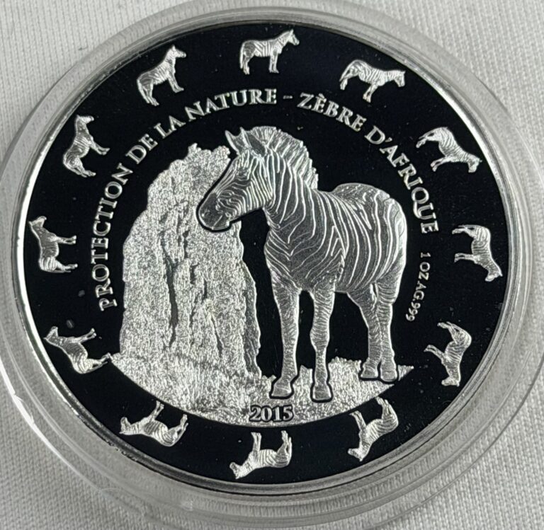 Read more about the article 2015 Benin Protection De La Nature Zebra 1000 Francs 1 oz .999 Silver Proof Coin