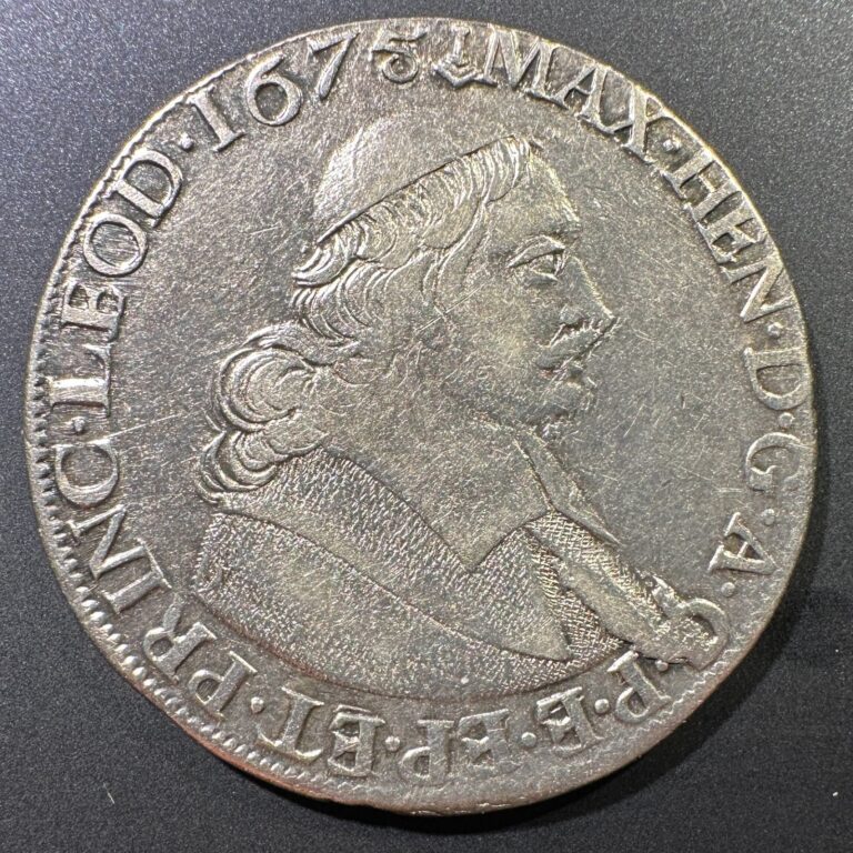 Read more about the article 1675 Liege Belgium Ducaton Thaler Maximilian Henry Scarce Type Coin Cleaned