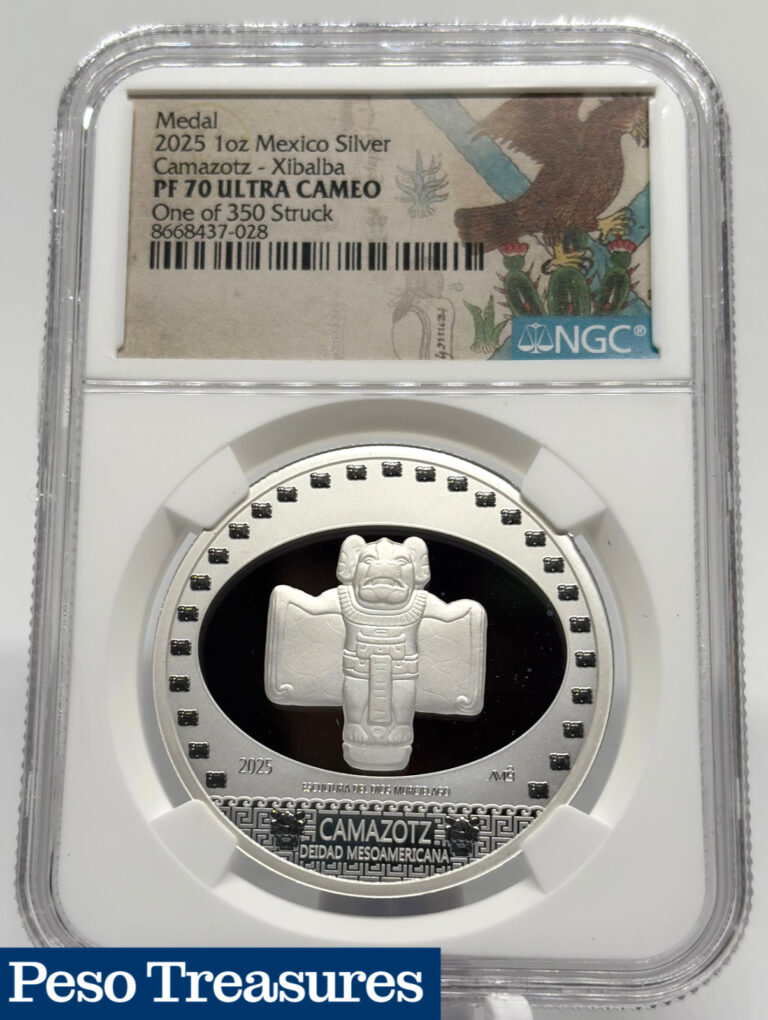 Read more about the article 2025 Mexico Silver Proof Medal Camazotz – Xibalba 🔥350 Minted🔥 PF70 UCAM NGC