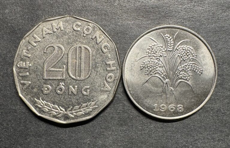 Read more about the article 1968 Vietnam Coin 10 20 Twenty Dong Lot Of 2 War Era Coin World Foreign