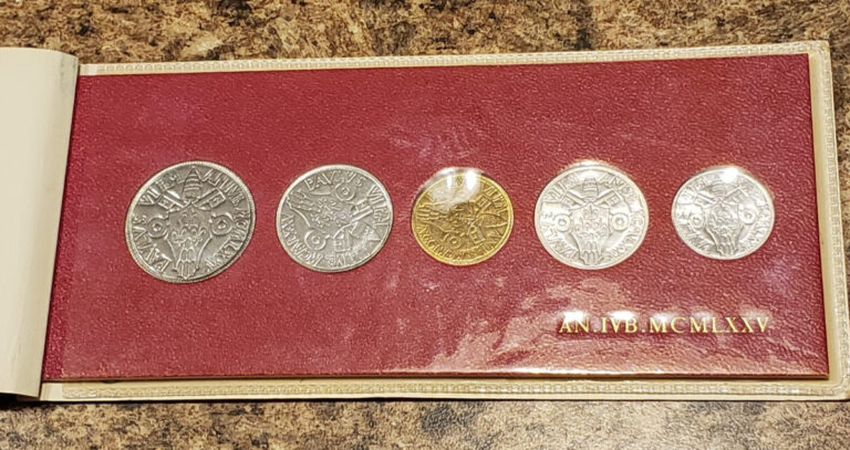 Read more about the article 1975 Vatican City 5-Coin Set Pope Paul VI – AN.IVB.MCMLXXV #2239