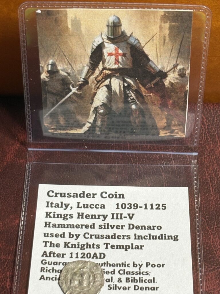 Read more about the article 1031-1125 Coins of Crusades  Knights Templar; Italy  Lucca Silver Denaro CB102