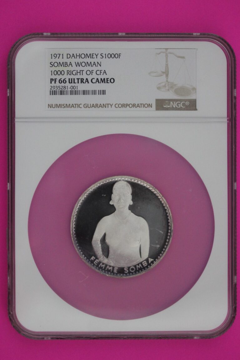 Read more about the article 1971 PF 66 Dahomey Somba Woman 1000 Francs  1.65 Ounces .999 Silver NGC 7005