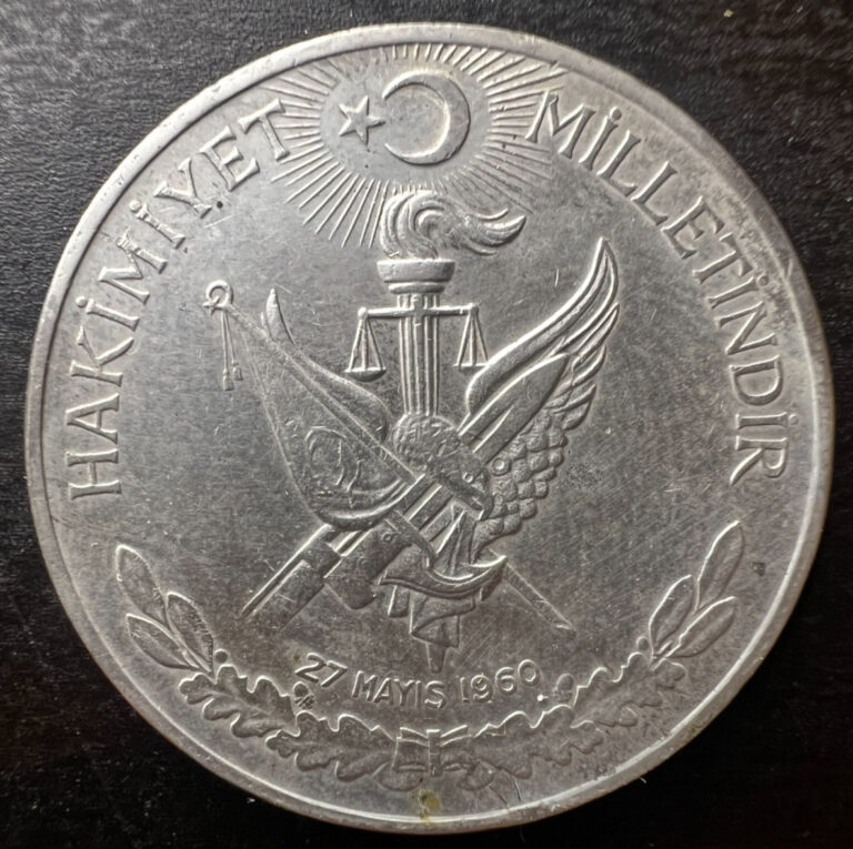 Read more about the article Turkey 1960 10 Lira .830 Silver Coin May 27 1960 Revolution Commemorative