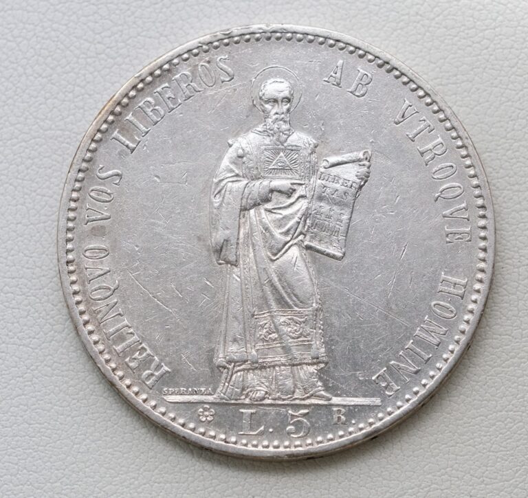 Read more about the article 1898 Italy Republic of San Marino Silver 5 Lire Coin