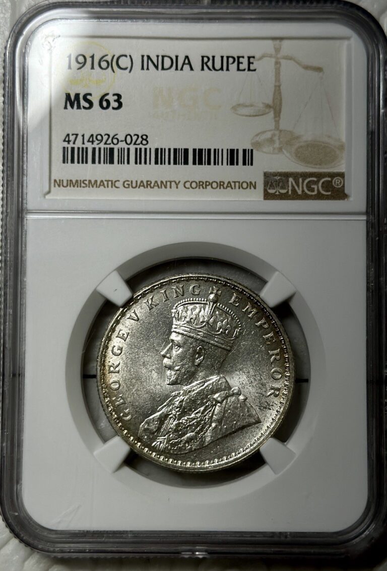 Read more about the article 1916 C British India Rupee NGC MS63