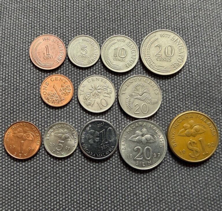 Read more about the article Singapore 🇸🇬 Malaysia 🇲🇾 Lot Of 12  World Foreign Coins