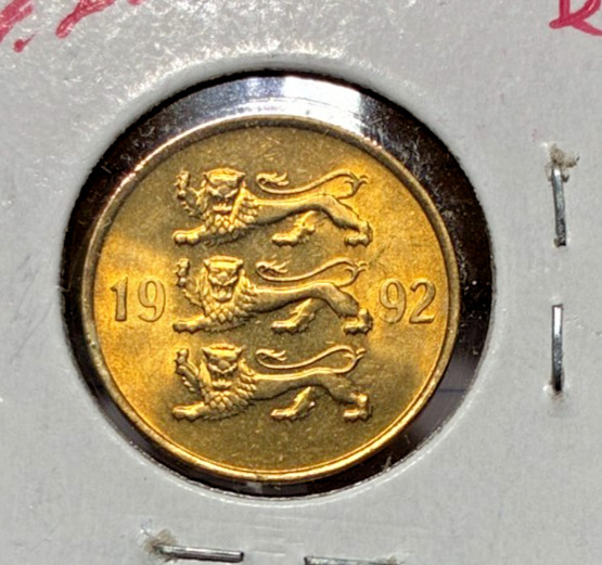 Read more about the article 1992 Estonia 20 Senti KM# 23. Uncirculated. Free Shipping. Coin #1403