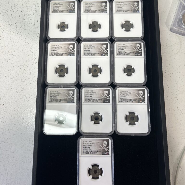 Read more about the article SASA Lot Of (10) AH1658-1805 Indonesia Pitis Palembang NGC Genuine PIRATE MONEY