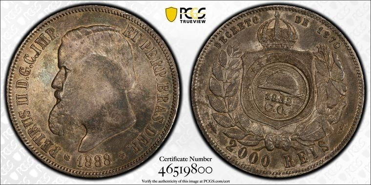 Read more about the article 1932 Brazil Constitutionalist Revolution C/S On 2000 Reis PCGS AU55 Lot#G1118