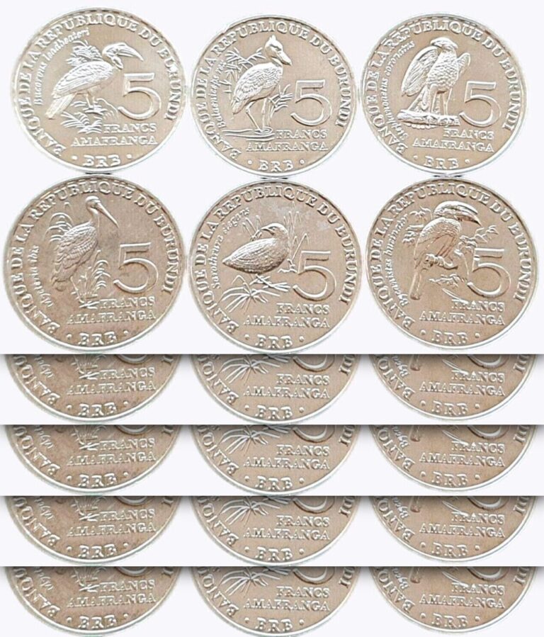 Read more about the article BURUNDI Different 5 (x) 6 Coins SET 5 Francs 2014  UNC  BIRD (30 Coins)