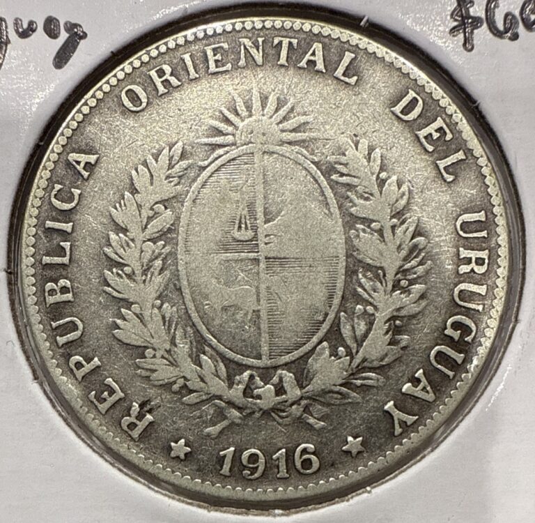 Read more about the article 1916 50 Centesimos Uruguay Artigas Silver 50C Coin 1/2 peso