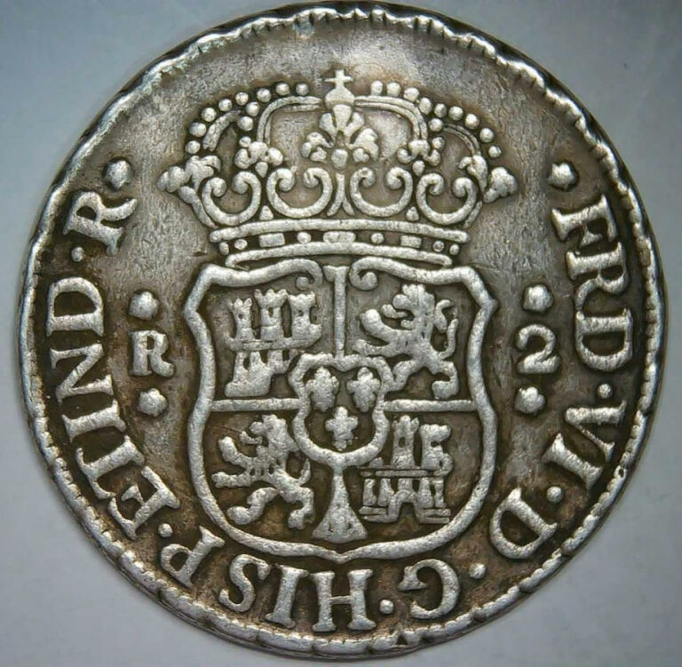 Read more about the article 1756 LmJm__ 2 Real Silver__Peru__Ferdinand VI  Silver  Two