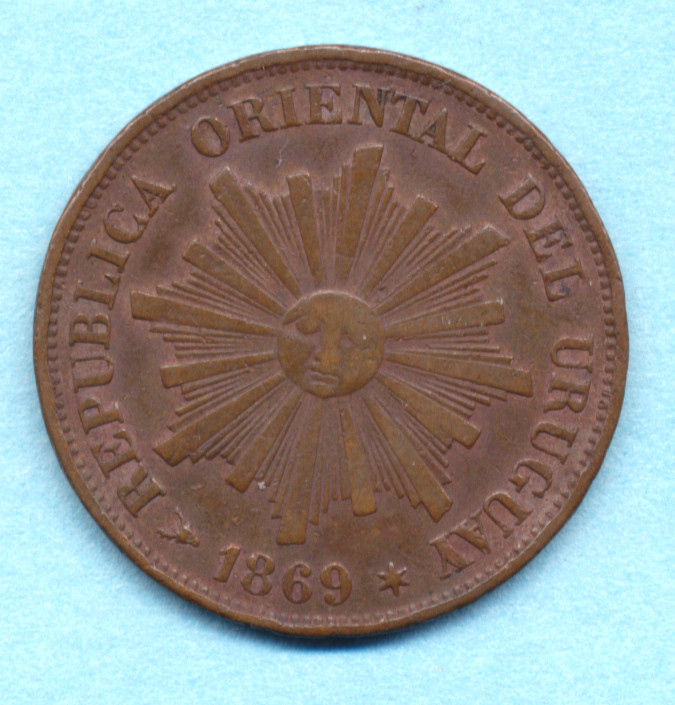 Read more about the article Uruguay 1869 Centesimo high grade  FREE SHIP