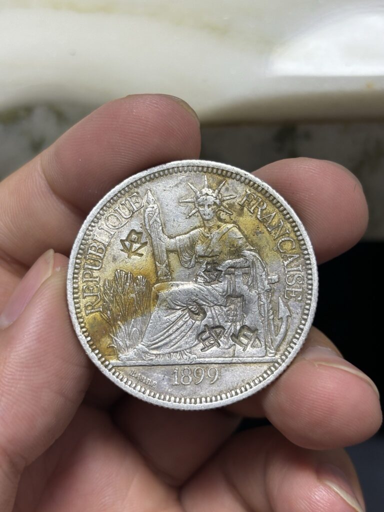 Read more about the article 1899 A French Indo China Silver Coin 1 Piastre Chopmarked