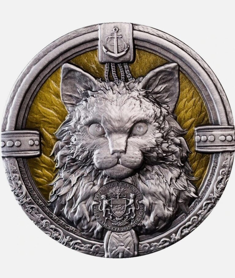 Read more about the article 2025 Gabon Year The Ship Cat 2Oz. Silver Antiqued Coin