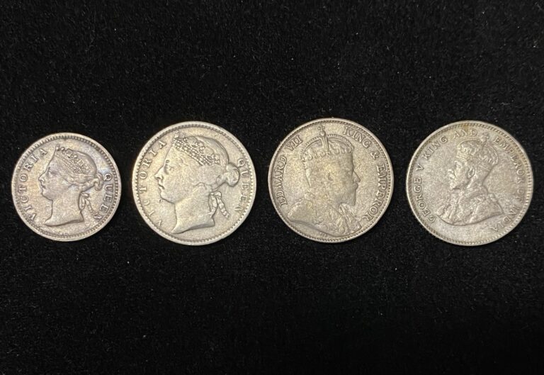 Read more about the article Lot of 4 Straits Settlements Silver Coins – Queen Victoria  Edward VII  George V