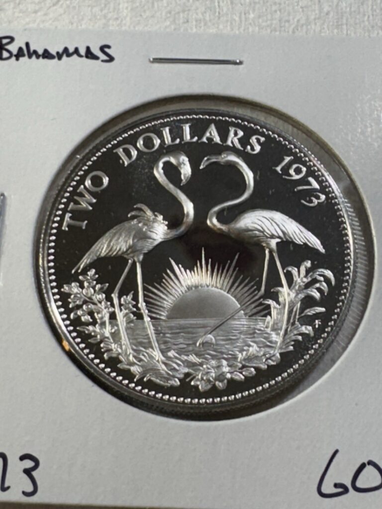 Read more about the article 1973 Bahamas 2 Dollar Silver Coin Low Mintage Flamingos