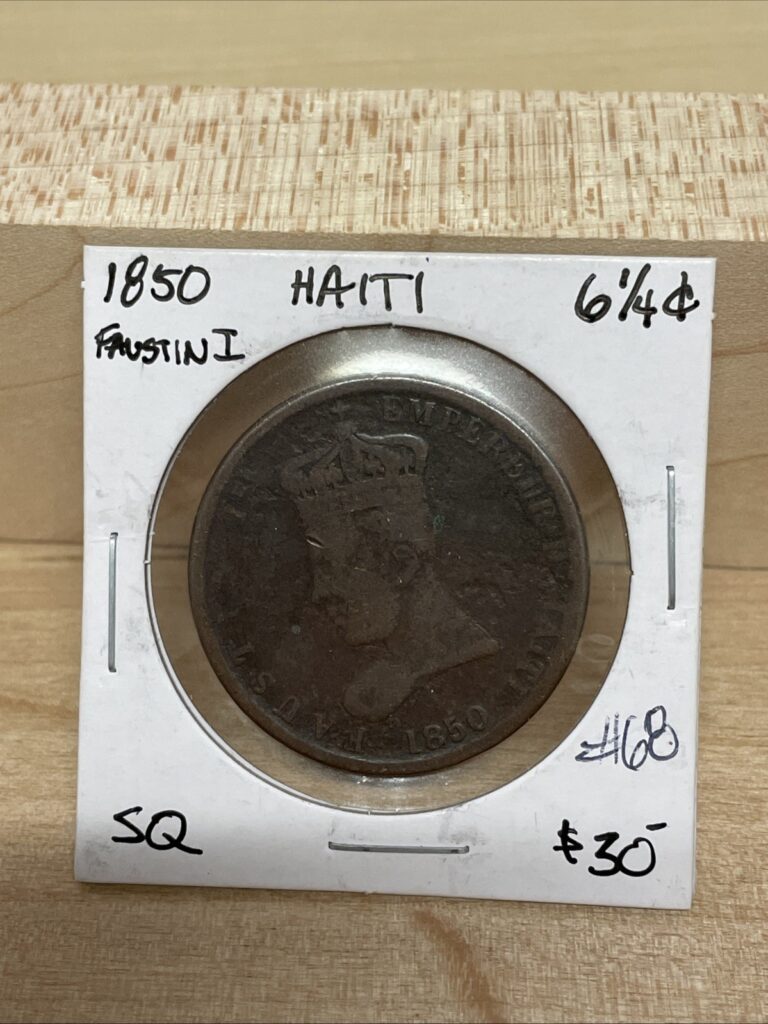 Read more about the article 1850 Haiti 6 ¼ Centimes – Emperor Faustin I – VF Condition – Historic Copper