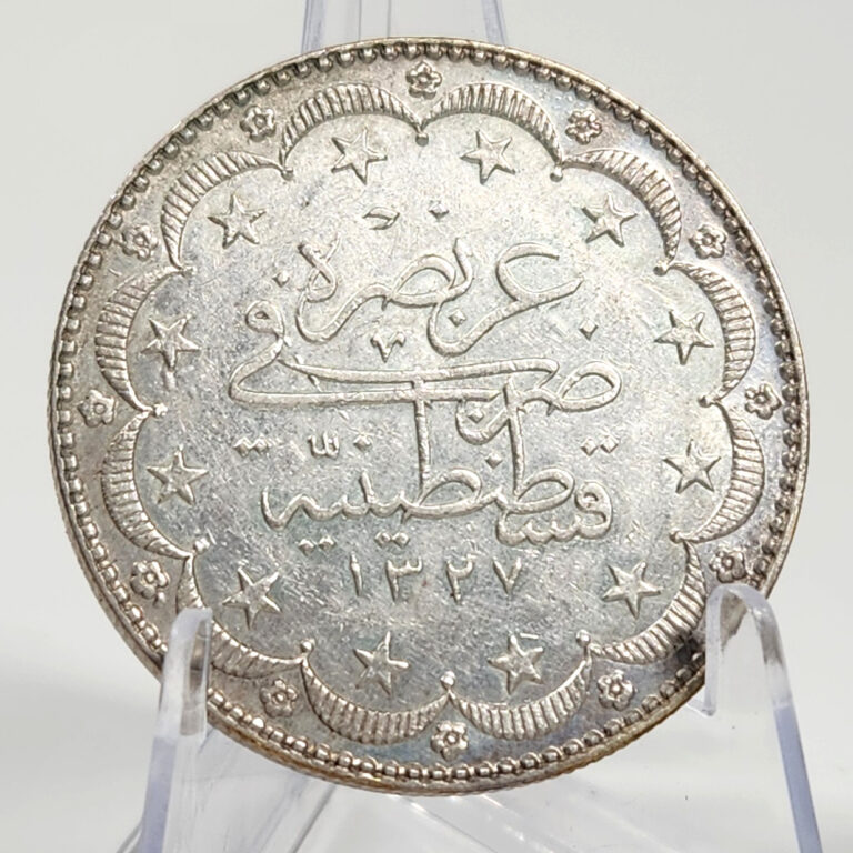 Read more about the article 1327/8 (1916) Ottoman Empire (Turkey) 20 Kurus 1st Year Silver Coin Mehmed V UNC