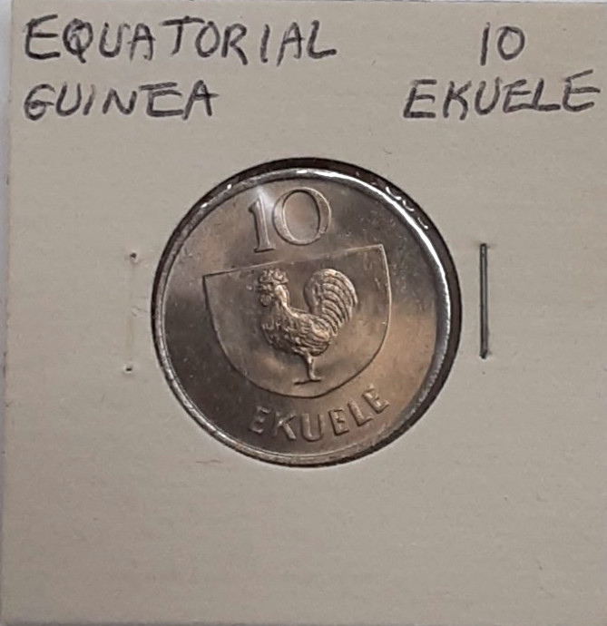 Read more about the article 1975 Equatorial Guinea 10 Ekuele Copper-Nickel Coin KM#34  BU