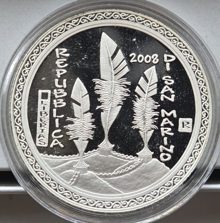 Read more about the article San Marino 2008 5 Euro Silver Proof Coin – Deep Cameo
