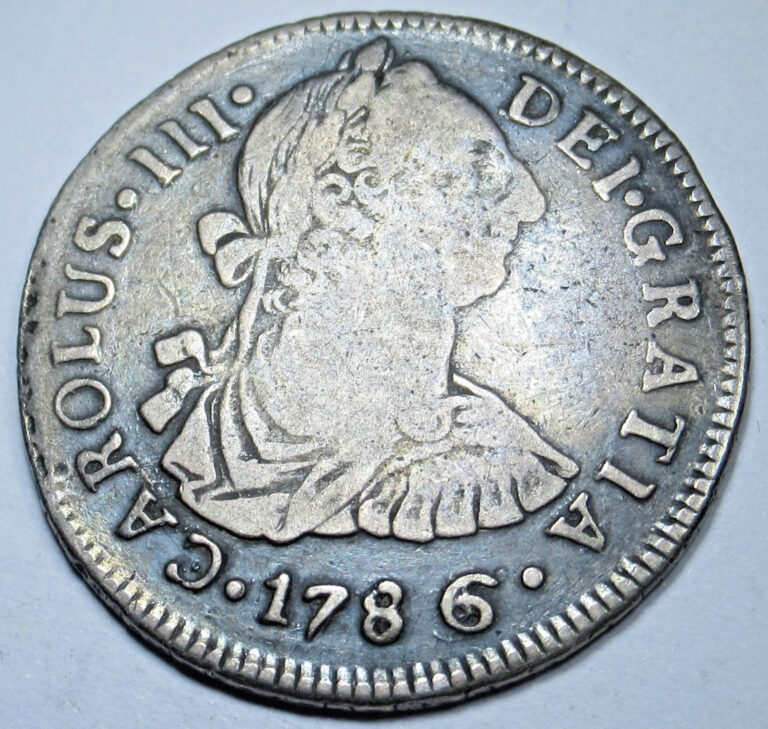 Read more about the article 1786/5 Overdate Spanish Bolivia 2 Reales Genuine Mint Error 1700s Pirate 2R Coin