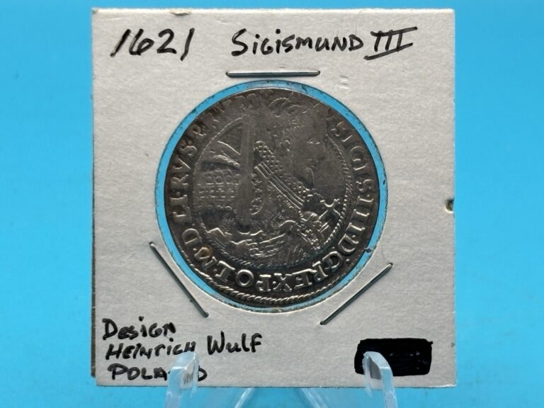 Read more about the article 1621 Poland ORT Sigismund III 1/4 Thaler Silver  Kopicki 1271