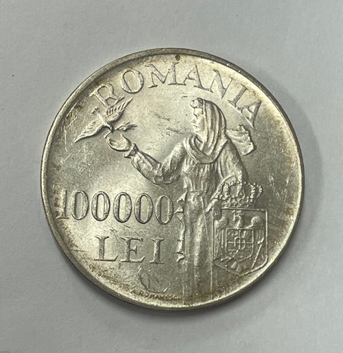 Read more about the article Romania – 1946 Silver 100 000 Lei