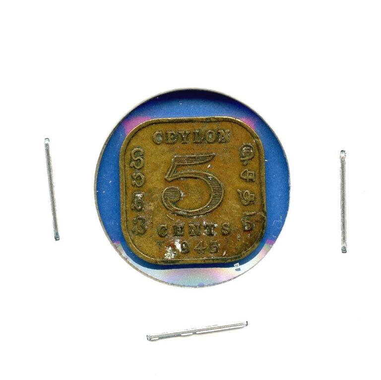 Read more about the article 1945 Ceylon 5 Cents Sri Lanka King George VI Emperor of India #10 Coin