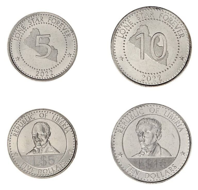 Read more about the article Liberia 5-10 Dollars 2 Pieces Set  2022  KM #1083-1084  Mint