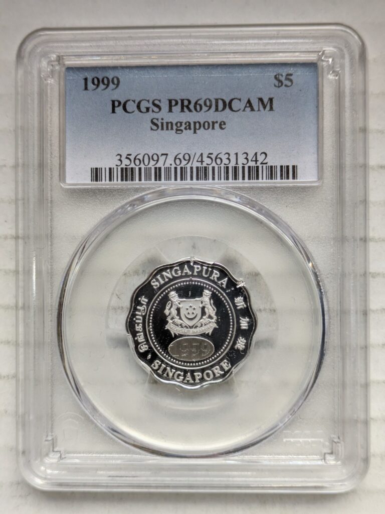 Read more about the article 1999 Singapore 5 Dollars 92.5% Silver Proof PCGS PR69DCAM $5 KM#104.2a