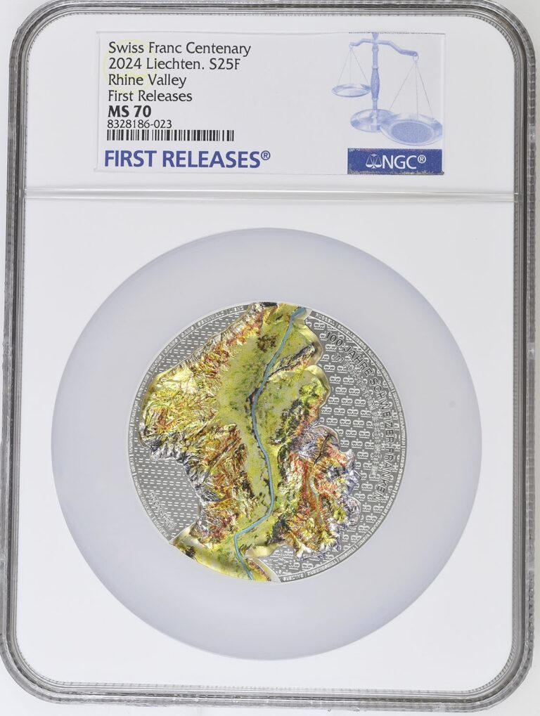 Read more about the article 2024 Liechtenstein Silver 5 oz 100 Years of the Swiss Franc NGC MS70
