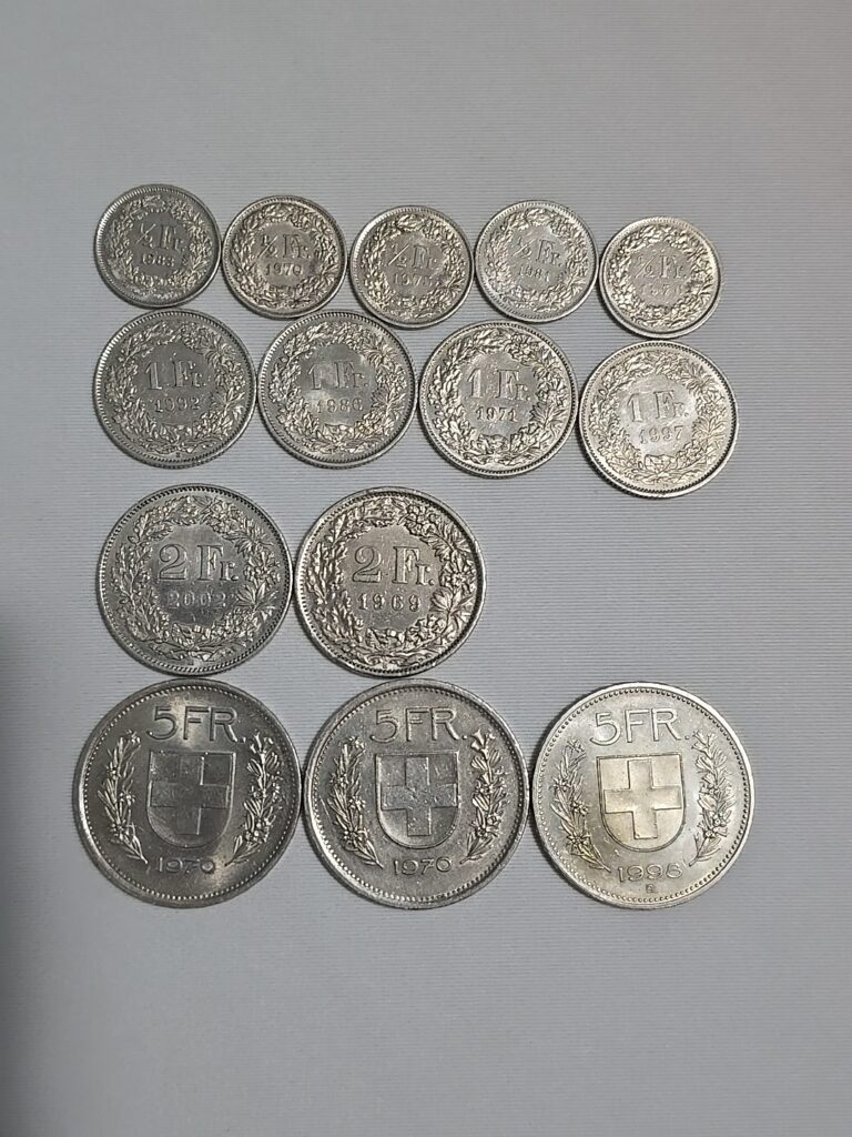 Read more about the article Switzerland 25.50 Frank Francs CHF Swiss coins Exchange