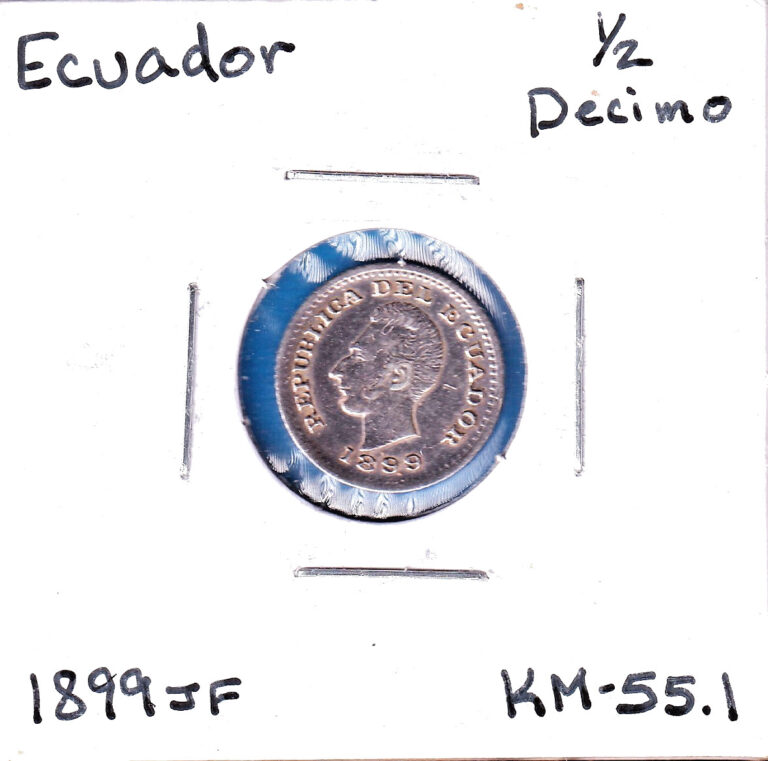 Read more about the article 1899 Ecuador 1/2 Decimo (KM-55.1) .0362 ASW Silver!!!  [Lima Mint]