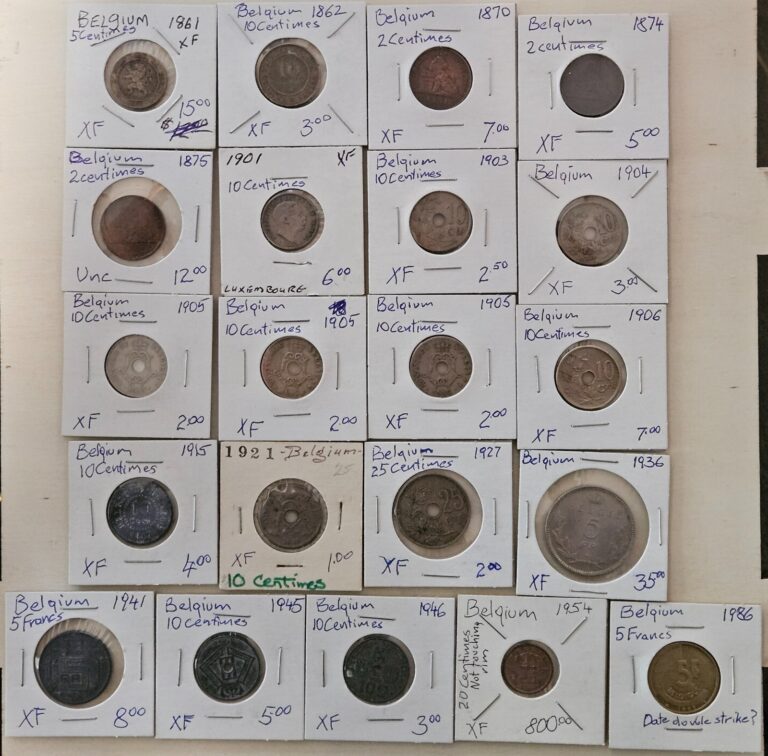 Read more about the article Lot of 21 Historical Coins of Belgium 1861-1986 Good Variety – FREE SHIPPING!