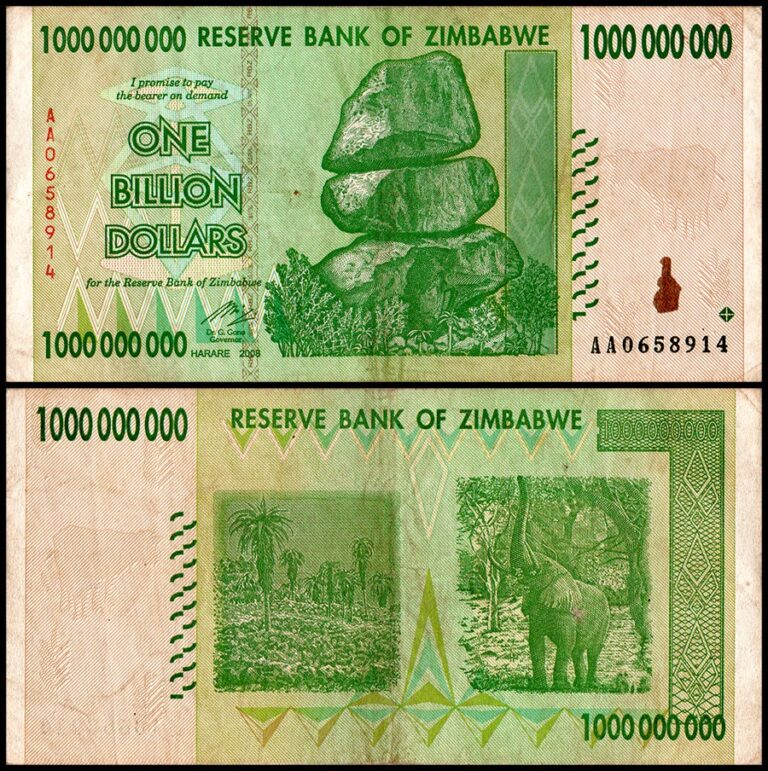 Read more about the article Zimbabwe 1 Billion Dollars  2008  P-83  Used