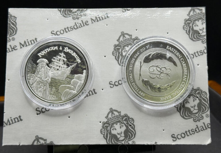 Read more about the article Lot of TWO (2) 2023 Antigua and Barbuda Rum Runner 1 OZ Silver Coin BU.