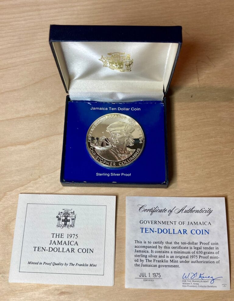 Read more about the article Franklin Mint 1975 Jamaica $ 10 Sterling SILVER Coin