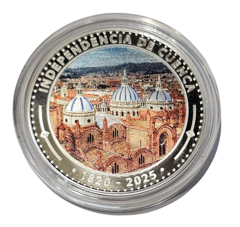 Read more about the article ECUADOR 1 SUCRE 2025 SILVER CROWN 27 Gr. 0.925 CONMEMORATIVE INDEPENDENCE CUENCA