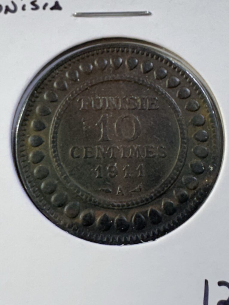 Read more about the article 1911 Tunisia 10 Centimes Bronze Coin