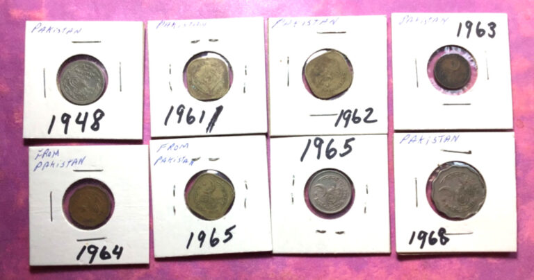 Read more about the article EIGHT ASSORTED PAKISTAN COINS 1948/1961/1962/1963/1964/1965/1968/1/2/10/25/5/