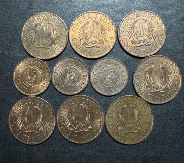 Read more about the article 1964 SIERRA LEONE ONE CENT Half Cent COIN Collection Lot Of 10 Coins World
