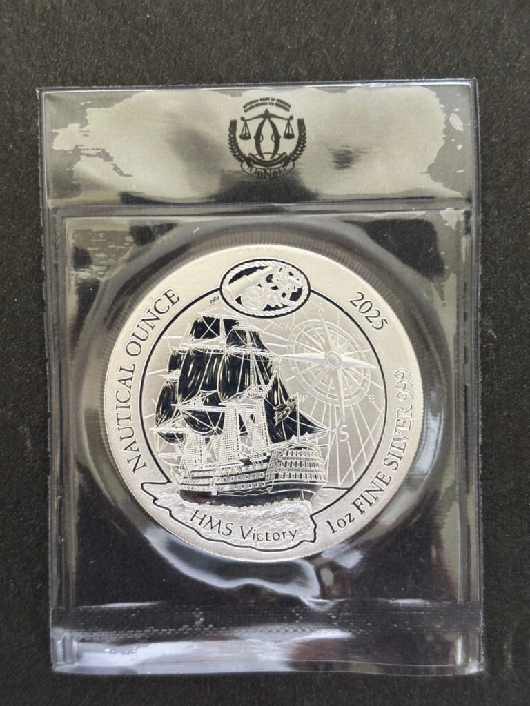 Read more about the article 2025 Rwanda HMS Victory 50 Franc 1oz Silver Nautical  Bullion Coin